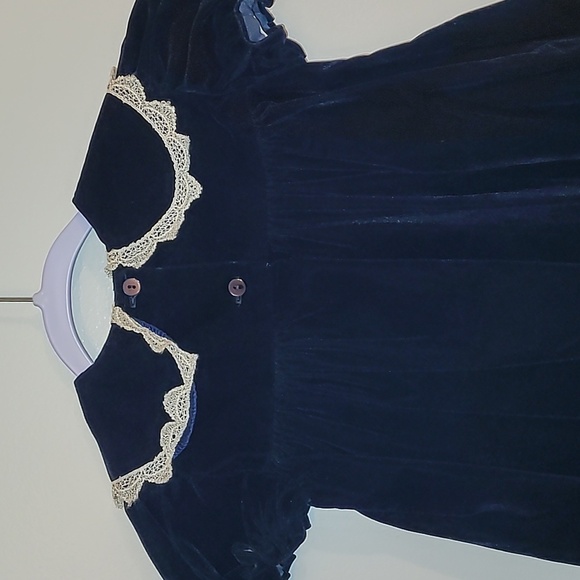 Cutest One Toddler Girls Christmas Holiday Dress dark blue velvet lace LOT G - Picture 6 of 13